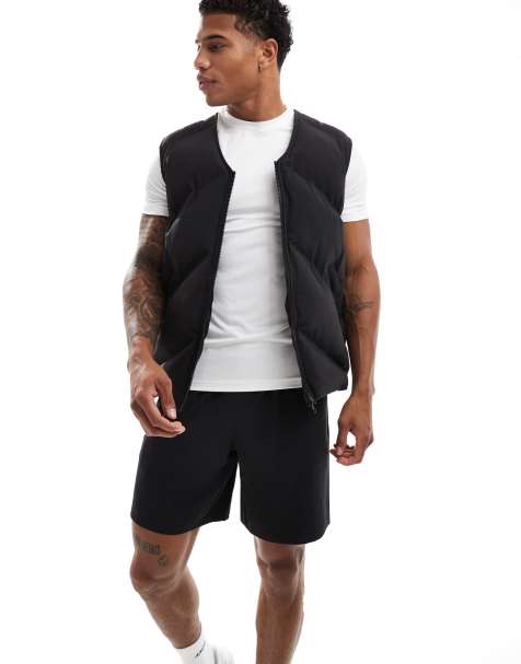 4505 insulated running puffer gilet with zip phone pockets in black  - view 1