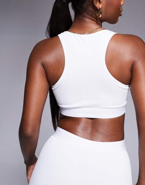 4505 Intimate seamless rib knit racer back active bra in white - view 1