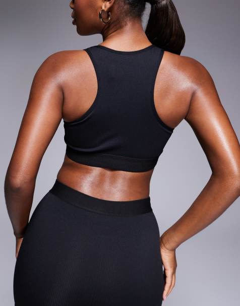 4505 Intimate seamless rib racer back active bra in black - view 1
