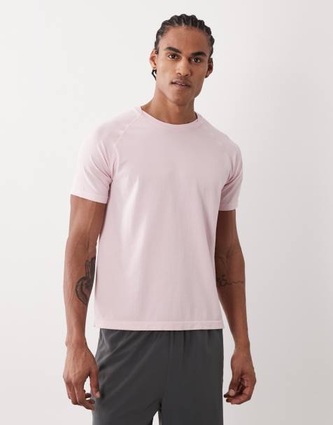4505 – Jasnoróżowy lekki T-shirt bezszwowy do biegania z lekkiej siateczki - view 1