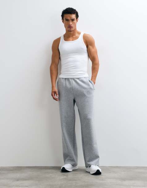 4505 joggers de pernera ancha con bolsillos con cremallera en gris jaspeado - view 1