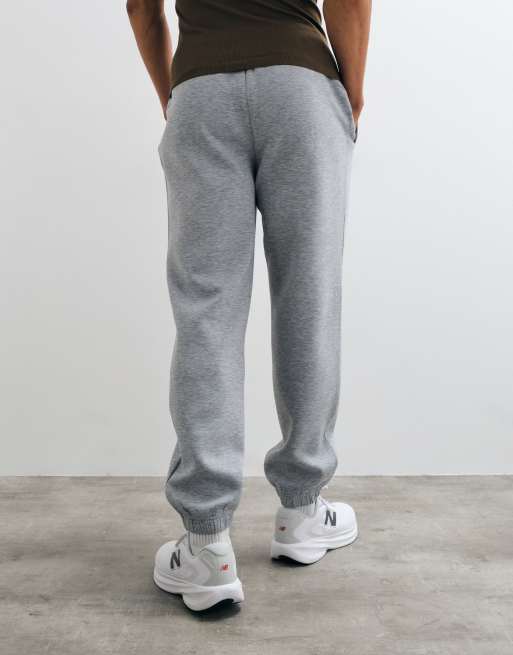 4505 joggers de pernera entallada con bolsillos con cremallera en gris jaspeado, 4 de 5