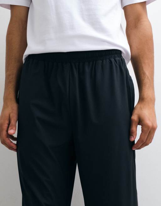 4505 joggers in tessuto con banda laterale e tasche con zip neri, 4 di 5