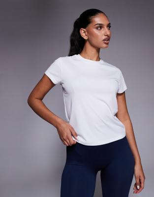 4505 - Kastiges Lauf-T-Shirt aus schnelltrocknendem Netzstoff in Weiß