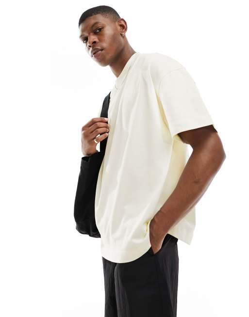 4505 – Kastiges, schweres Oversize-T-Shirt in Vintage-Weiß
