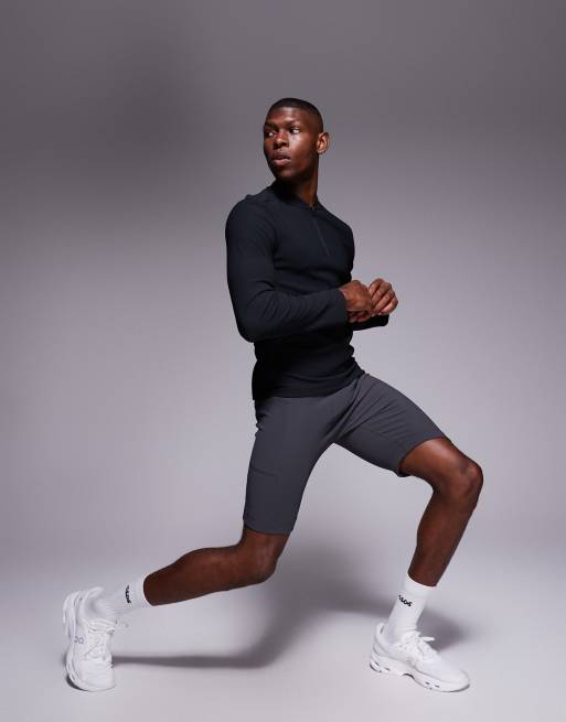 4505 - Koksgrå ribstrikkede baselayer-leggingshorts med telefonlomme, 2 af 5