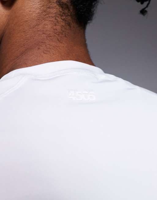 4505 – Körperbetontes, schnelltrocknendes Baselayer-T-Shirt in Weiß mit Nahtdetails, 3 von 5