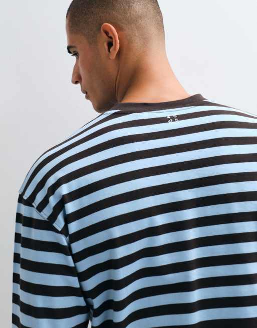 4505 kraftig bomuld, forkrympet boxy fit langærmet T-shirt med hurtigtørrende finish i striber, 5 af 5
