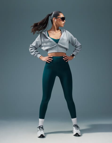 4505 – Lauf-Leggings in Tannengrün mit hohem Bund und Handytasche mit Reißverschluss - view 1