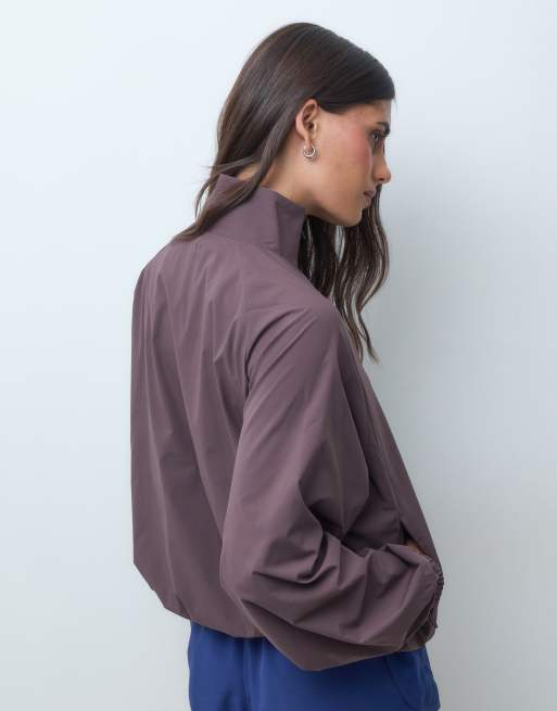 4505 Laufjacke mit Ballonsaum, wasserabweisend, mit Stehkragen in taupebraun, 5 von 5