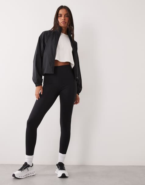 4505 legging de running avec taille à nouer, poche téléphone et poche arrière zippée, noir - view 1