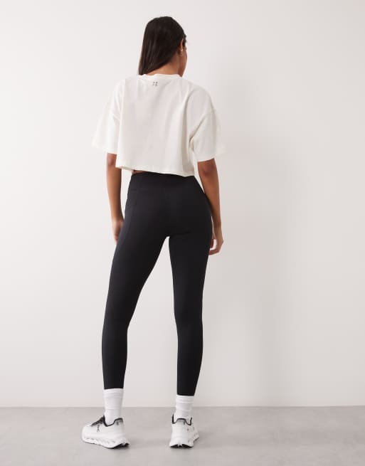 4505 legging de running avec taille à nouer, poche téléphone et poche arrière zippée, noir, 5 de 5