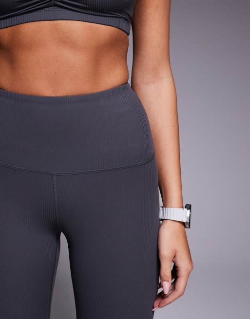 4505 - Legging de sport à taille haute en tissu côtelé doux - Gris foncé, 5 de 5