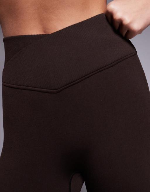 4505 - Legging de sport sans coutures à taille haute effet croisé - Ganache , 5 de 5