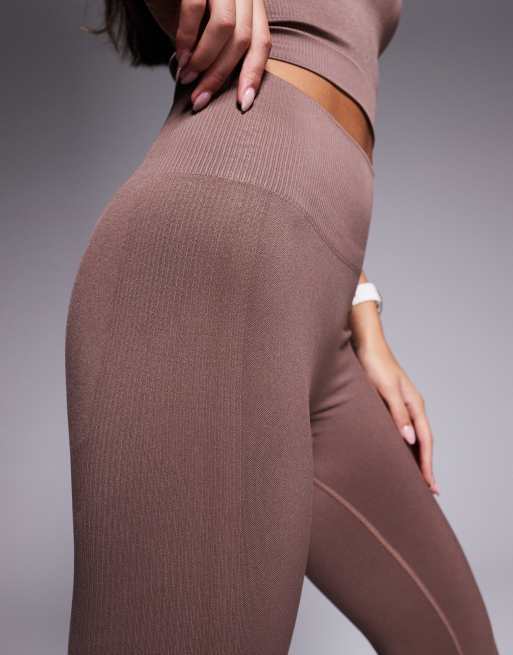 4505 - Legging de sport sans coutures effet sculptant à taille haute - Chocolat au lait, 3 de 5