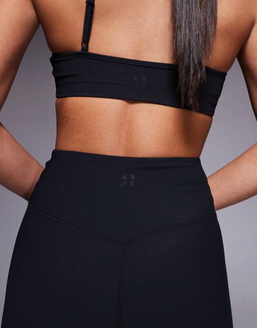 4505 - Legging de yoga ajusté puis évasé en tissu micro-côtelé avec taille croisée - Noir, 2 de 5
