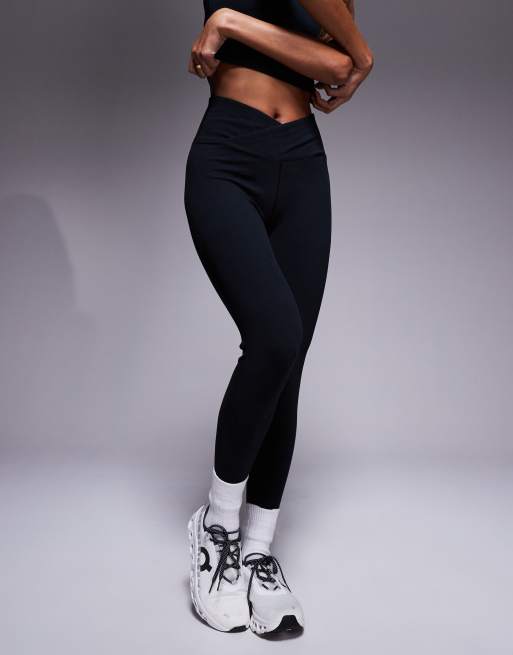 4505 - Legging de yoga doux au toucher à taille croisée - Noir 