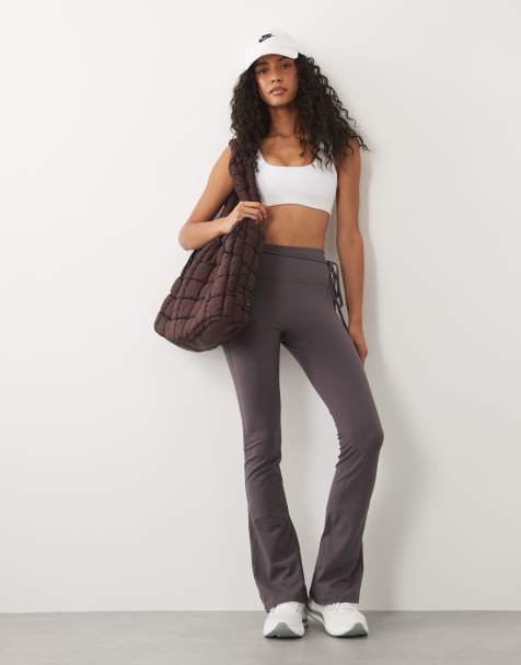 4505 - Legging de yoga doux coupe évasée à taille nouée - Gris tempête - view 1