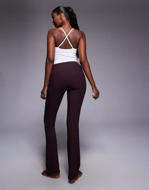 4505 - Legging de yoga slim à taille haute en tissu micro-côtelé - Figue, 4 de 5