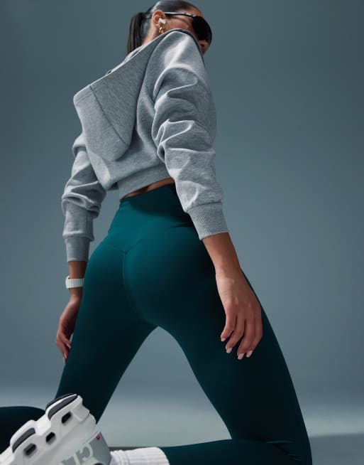 4505 - Leggings a vita alta da corsa verde pino con tasca per cellulare con zip , 4 di 5