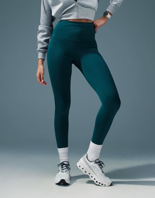 4505 - Leggings a vita alta da corsa verde pino con tasca per cellulare con zip , 5 di 5