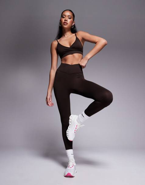 4505 - Leggings da allenamento avvolgenti a vita alta color ganache senza cuciture - view 1