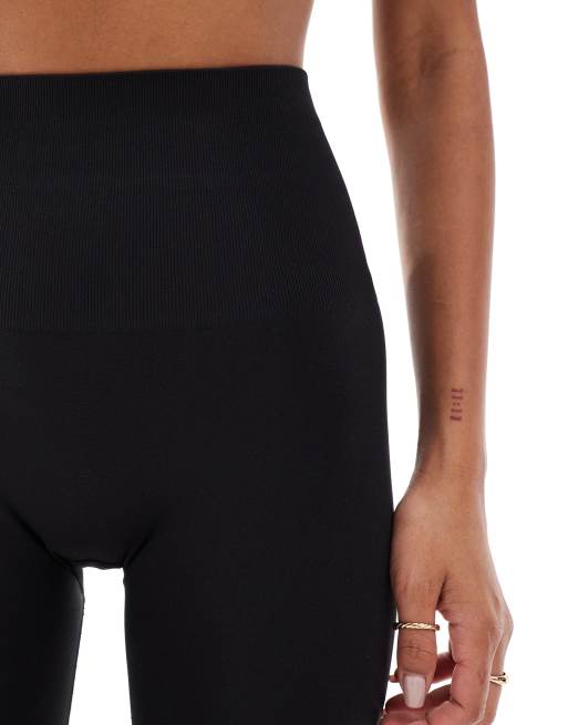 4505 - Leggings da palestra a vita alta neri lisci senza cuciture , 2 di 5