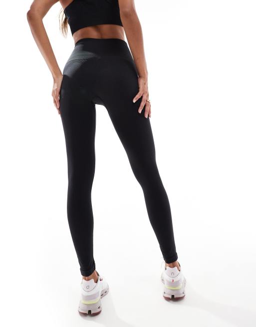 4505 - Leggings da palestra a vita alta neri lisci senza cuciture , 5 di 5