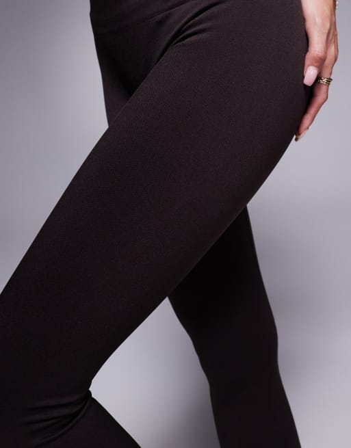 4505 - Leggings da palestra a vita alta senza cuciture color marrone cacao , 4 di 5