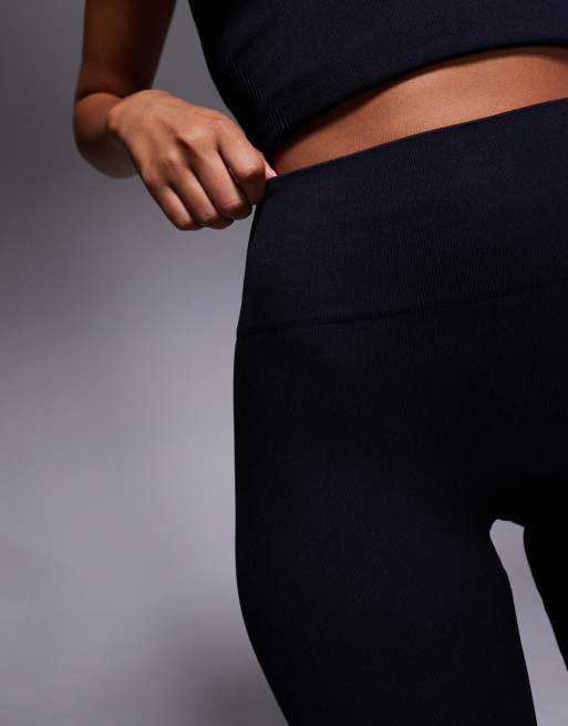 4505 - Leggings modellanti da palestra a vita alta neri senza cuciture, 4 di 5