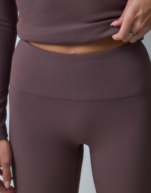 4505 leggings termici da sci a costine con interno in pile, prugna, 3 di 5