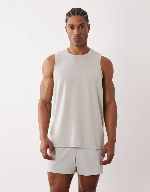 4505 – Leichtes Lauf-Trägershirt aus Performance-Jersey in Dunstgrau mit atmungsaktivem Netzstoffeinsatz, 3 von 5