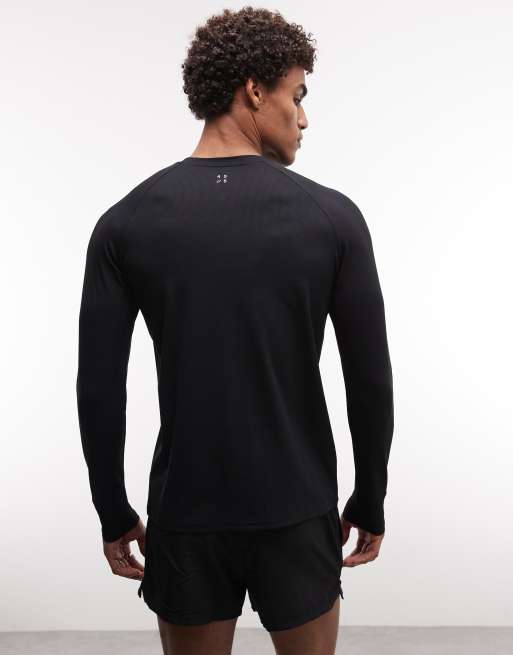 4505 leichtes Performance-Waffel-Henley mit langen Ärmeln und Quick-Dry in Schwarz, 2 von 5