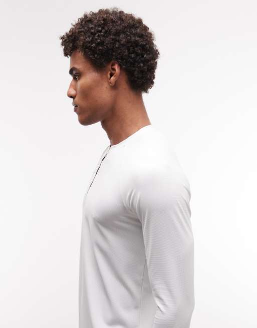 4505 leichtes Performance-Waffel-Henley mit langen Ärmeln und Quick-Dry in Weiß, 4 von 5