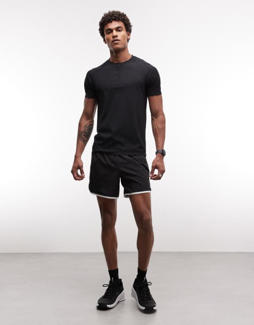 4505 leichtes Performance-Waffel-Henley-T-Shirt mit Quick-Dry in Schwarz, 5 von 5