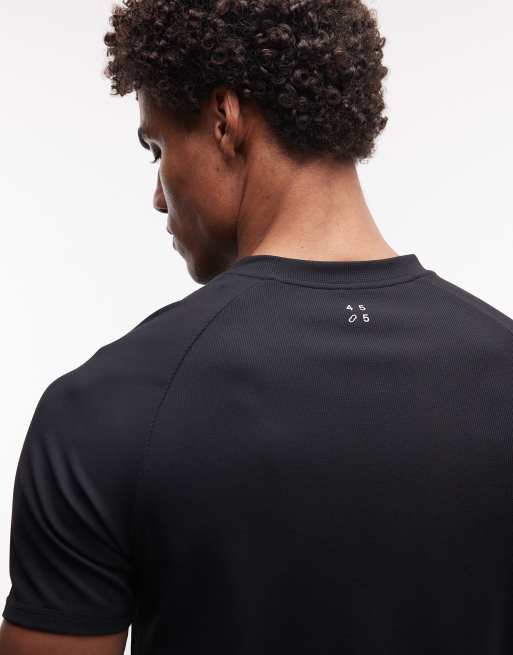 4505 let performance-waffle Henley T-shirt med hurtig tørring i sort, 4 af 5