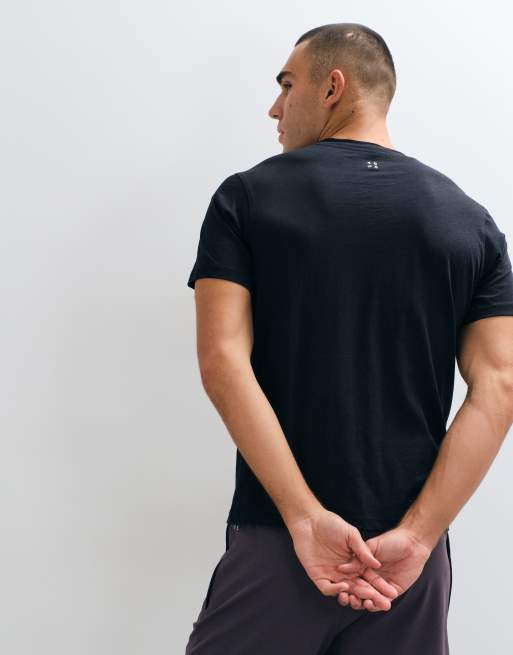 4505 letvægts T-shirt i bomuldsslub med korte ærmer og henley i sort, 5 af 5