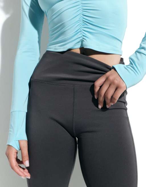 4505 lichtgewicht active top met lange mouwen, gerimpeld aan de voorkant, in turquoise, 5 van 6