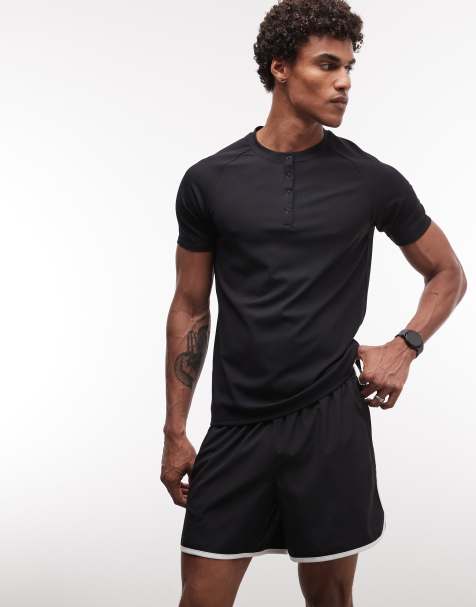4505 lichtgewicht performance waffle henley T-shirt met sneldrogende afwerking in zwart - view 1