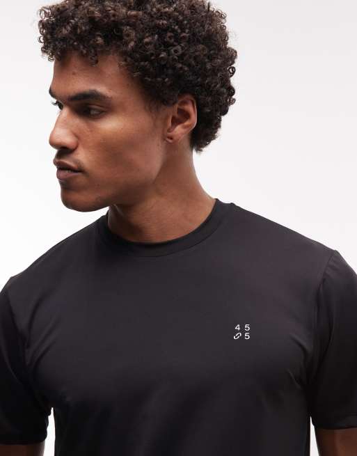4505 - Lichtgewicht sneldrogend trainingsshirt met logo op de borst in zwart, 2 van 5