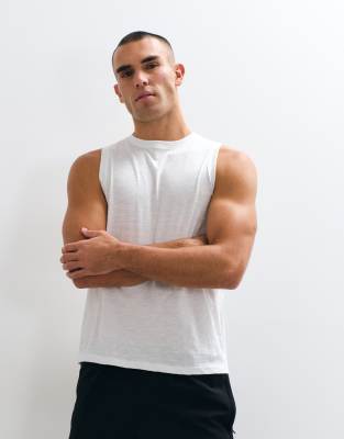 4505 Lightweight Cotton Slub Tank In White