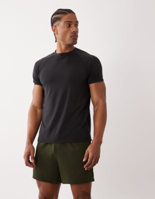 4505 Lightweight Performance Jersey Running T-shirt With Breathable Mesh Panels In Black