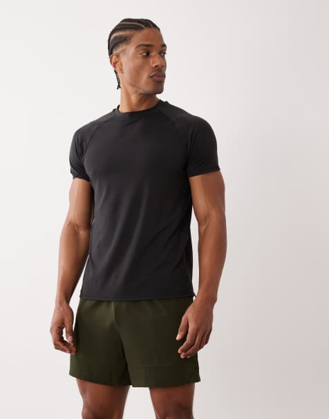 4505 lightweight performance jersey running t-shirt with breathable mesh panels in black - view 1