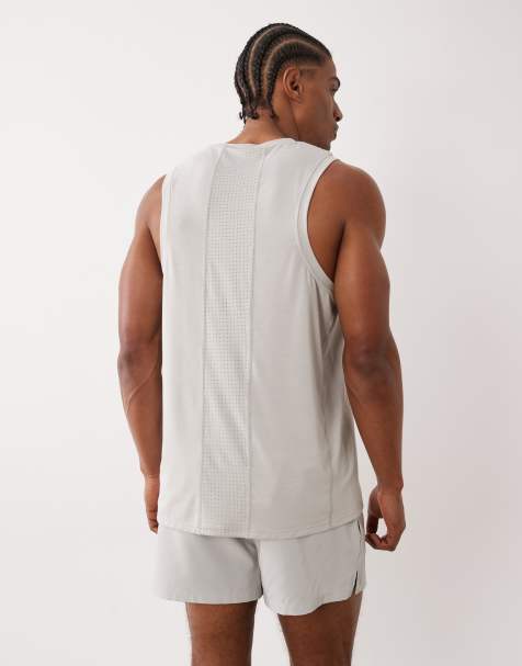 4505 lightweight performance jersey running vest with breathable mesh panel in vapor grey - view 1