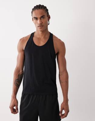 4505 Lightweight Performance Seamless Mesh Running Tank Top In Black