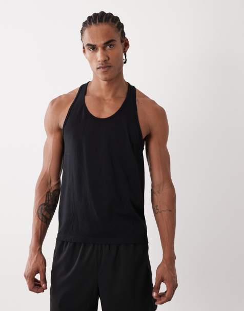 4505 lightweight performance seamless mesh running tank top in black - view 1