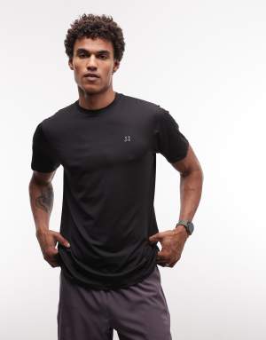 4505 lightweight quick dry training t-shirt with chest logo in black