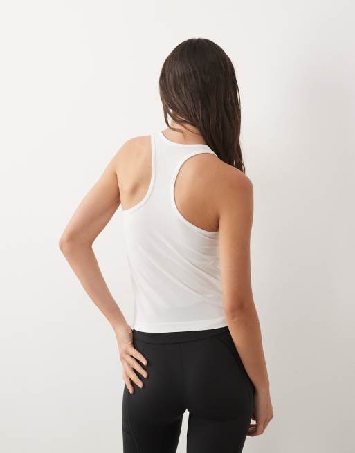 4505 lightweight seamless mesh running tank top in white, 4 of 4