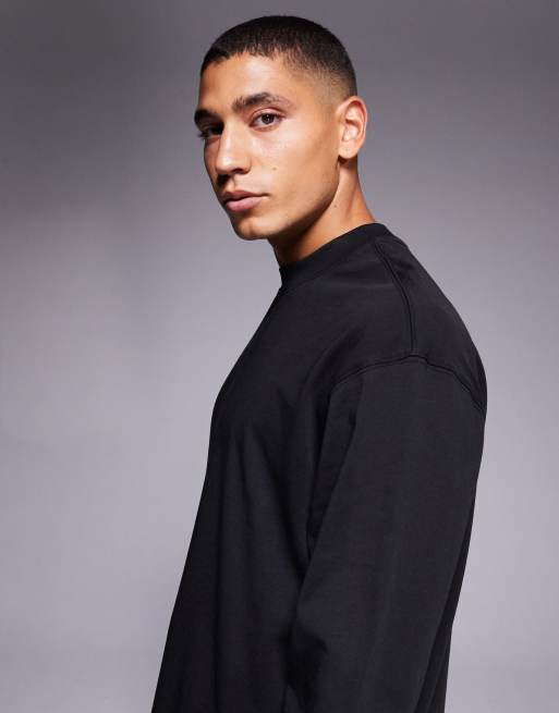 4505 long sleeve oversized cotton training t-shirt with quick dry finish in washed black, 4 of 5