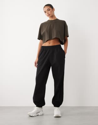 4505 Loose Fit Ripstop Cotton Cuffed Lifting Pants With Zip Pockets In Black
